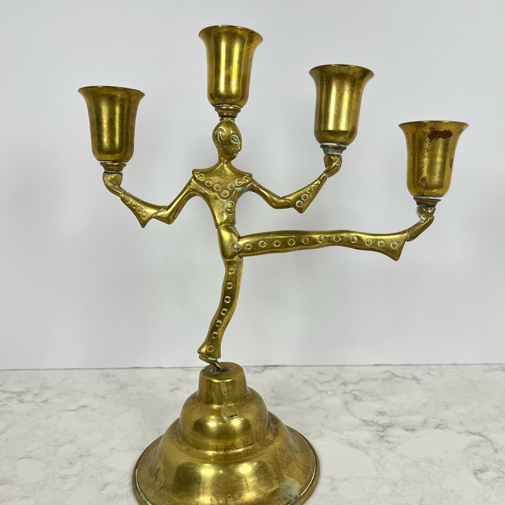 Gold Brass Candelabra with bearded man
